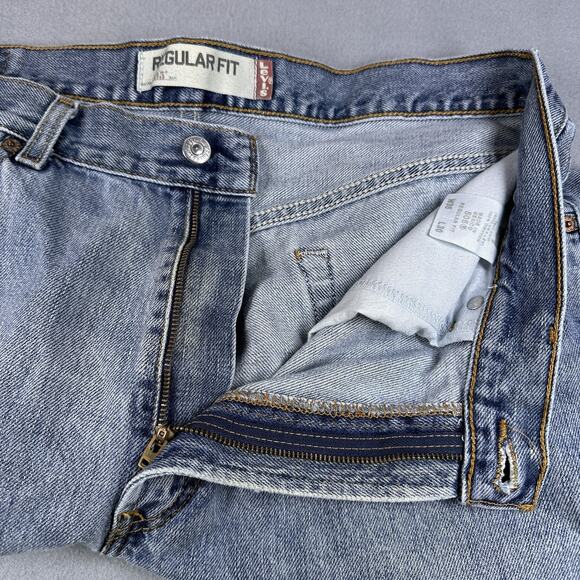 Levis 505 Jeans Mens 36x30 Blue Regular Fit Denim Medium Wash Classic Zip Fly - Picture 8 of 13